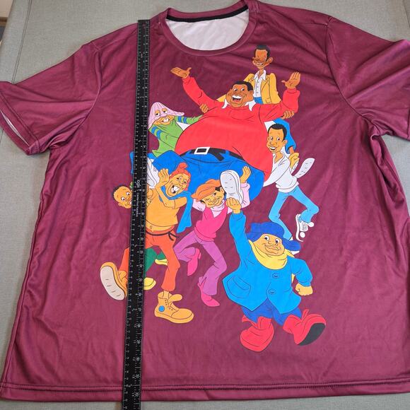 Fat Albert & Friends Fan Made All Over Print Graphic Tee XXL Maroon - Picture 6 of 9